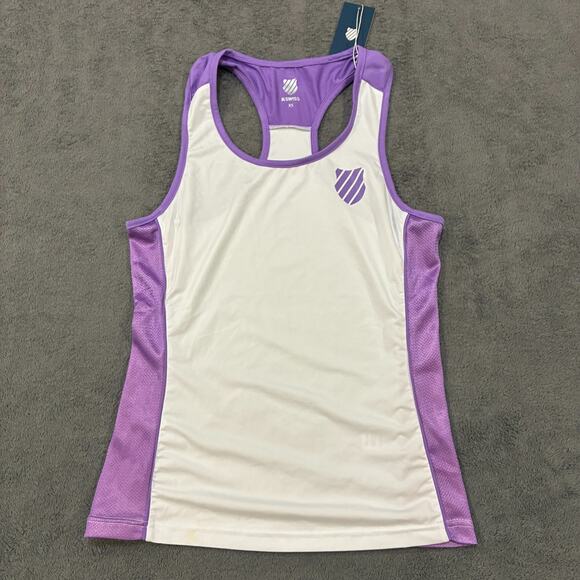 K-Swiss White Purple Racerback Tank Top Athletic Tennis Workout Top Women's XS - Picture 1 of 8